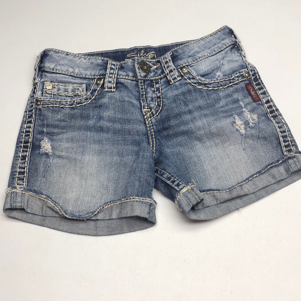 VINTAGE SILVER MCKENZIE MID-RISE JEAN SHORTS W25 ⭐️